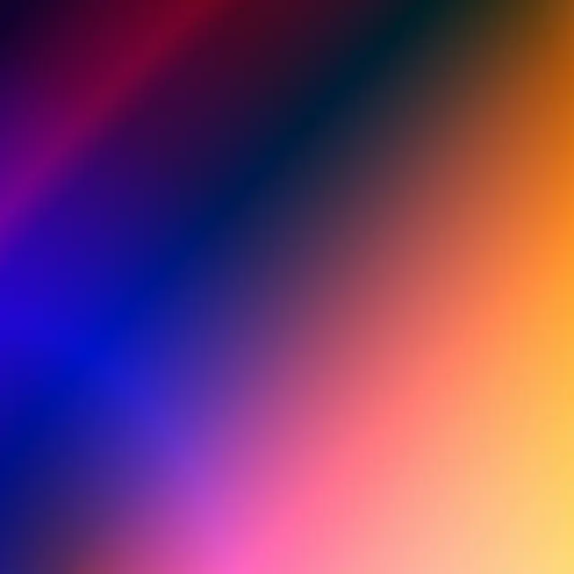 An abstract digital gradient composed of bold diagonal color bands. It transitions smoothly from a warm peach-orange in the top-left to soft pink and violet. The bottom-right features a dramatic contrast of deep royal blue, followed by a dark shadow and a final, sharp streak of crimson.